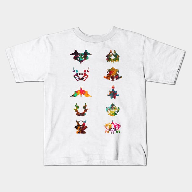 Collection of Rorschach inkblot tests Kids T-Shirt by erzebeth